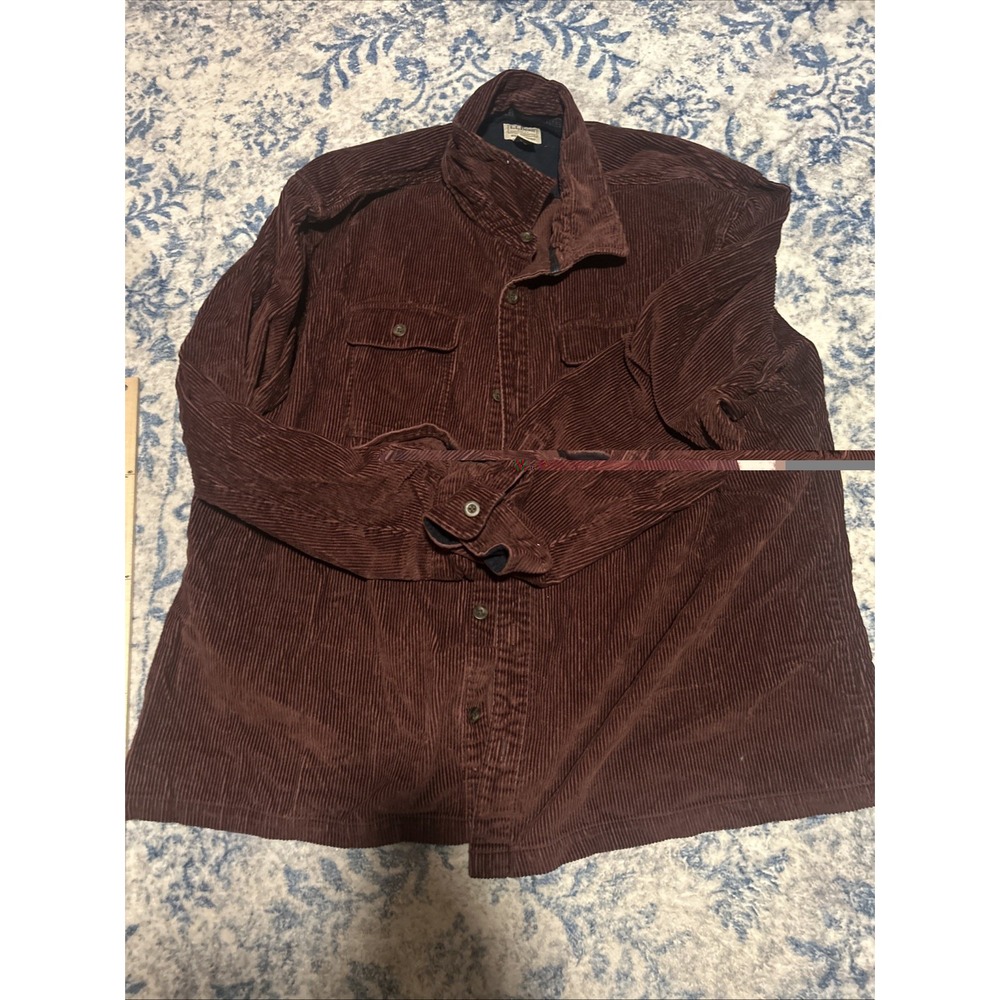 Ll Bean Men's Size 3XL Heavyweight Corduroy Shirt Jacket Maroon